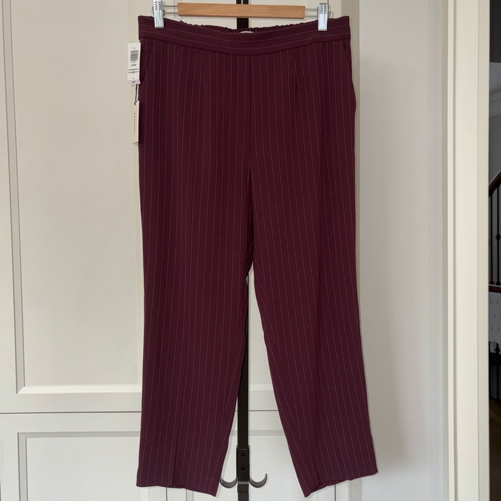 Aritzia Babaton Conan Cropped Pants Pinstripe Cardamon Size 12 NWT
